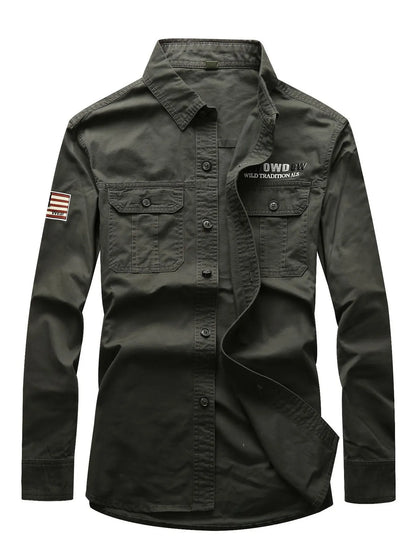 Men's Long Sleeve Shirt with Chest Pockets | DCDesigns