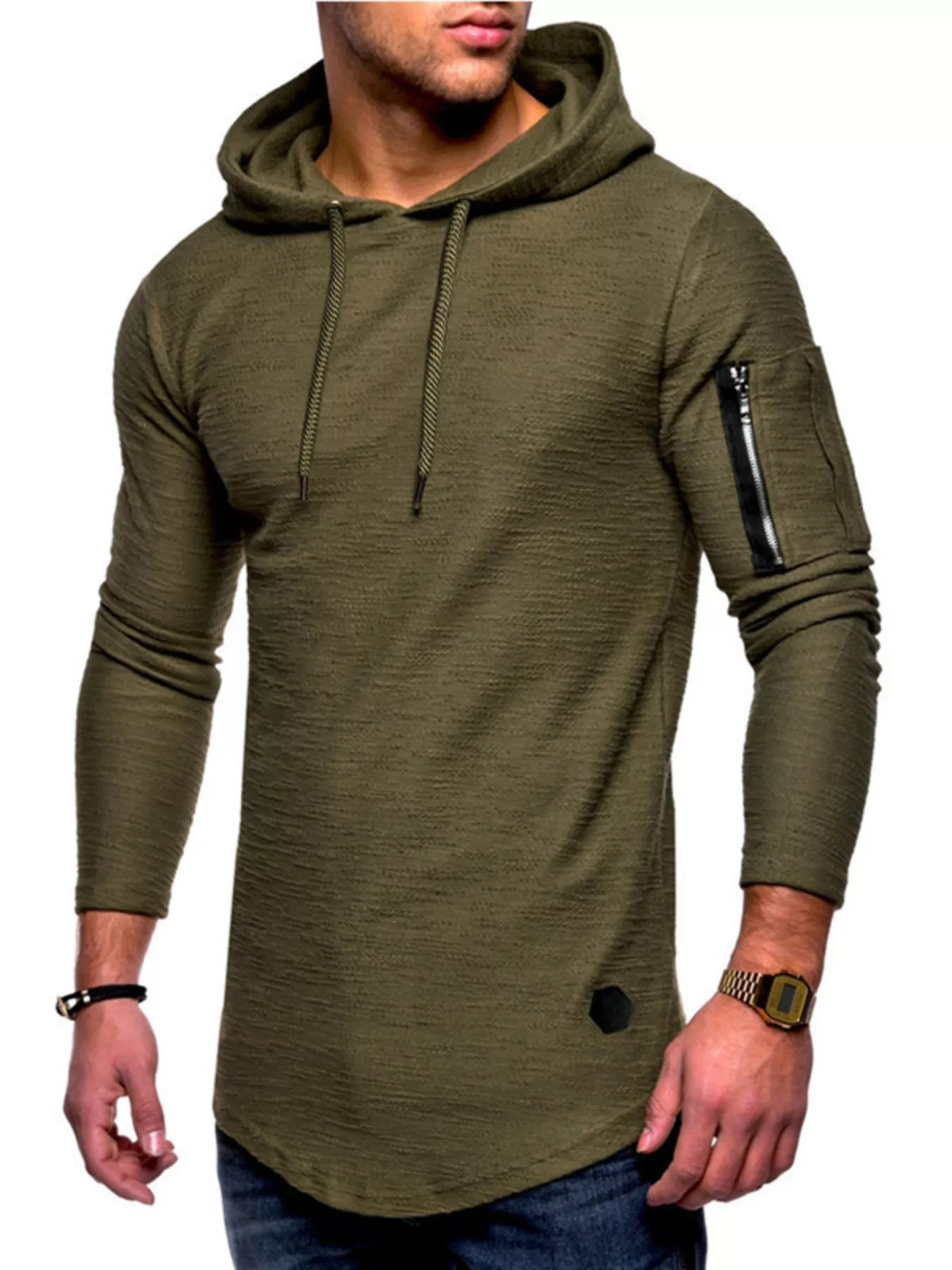 Men's Plus Size Casual Slim Fit Long Sleeve Hoodie - DCDesigns mens casual hoodie product view