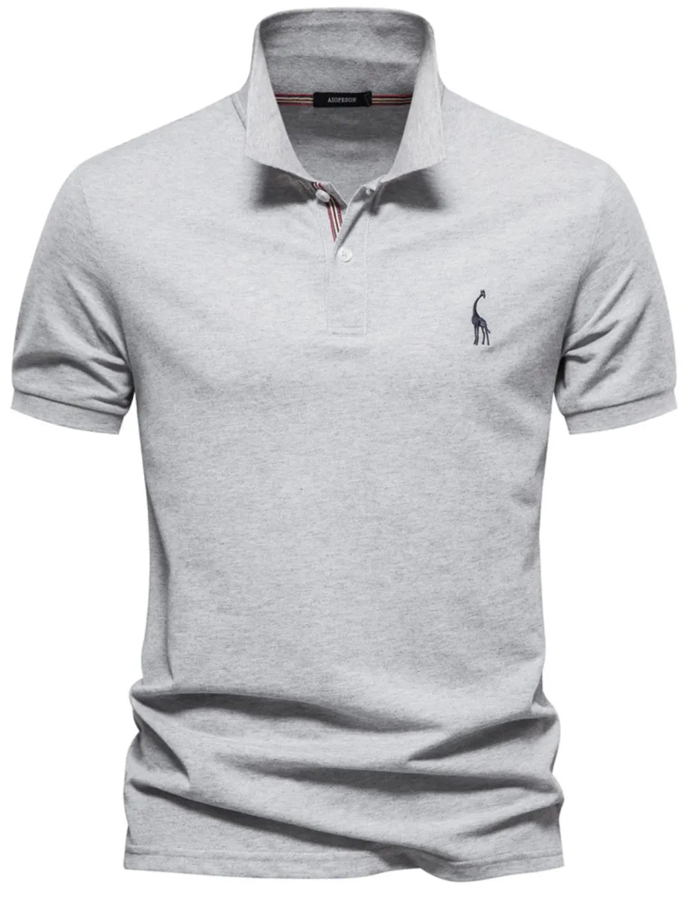 Men's Giraffe Embroidered Short Sleeve Polo Shirt - Moss