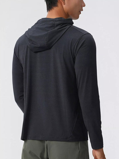 Men's Solid Color Long Sleeve Hoodie - DCDesigns mens casual hoodie product view