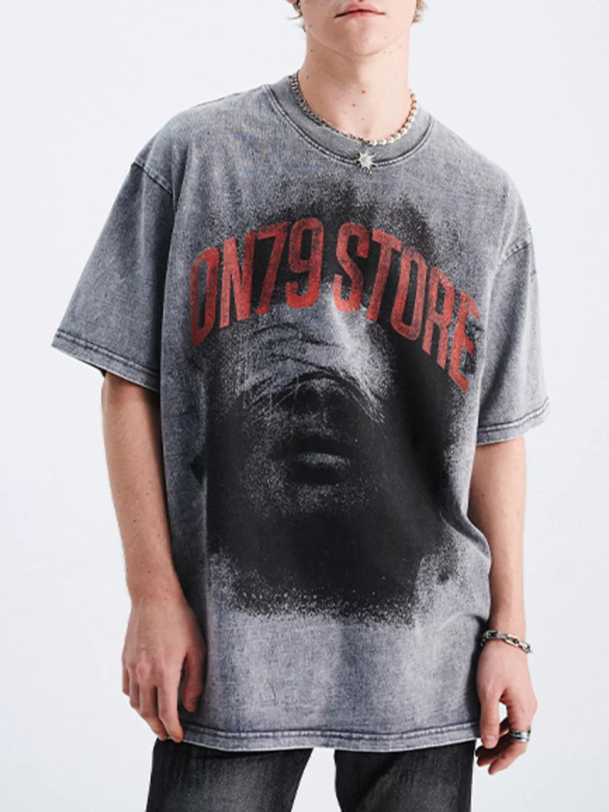 Men's oversized Men's Graphic Round Neck Short Sleeve T-Shirt – men's bold Y2K streetwear graphic tee, product image 1
