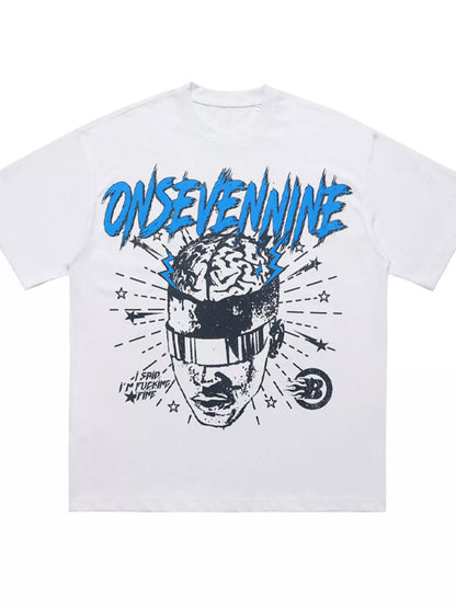 Men's oversized graphic T-shirt in grey with relaxed fit