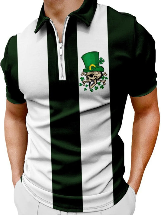 Men's Color Block Short Sleeve Polo Shirt - White