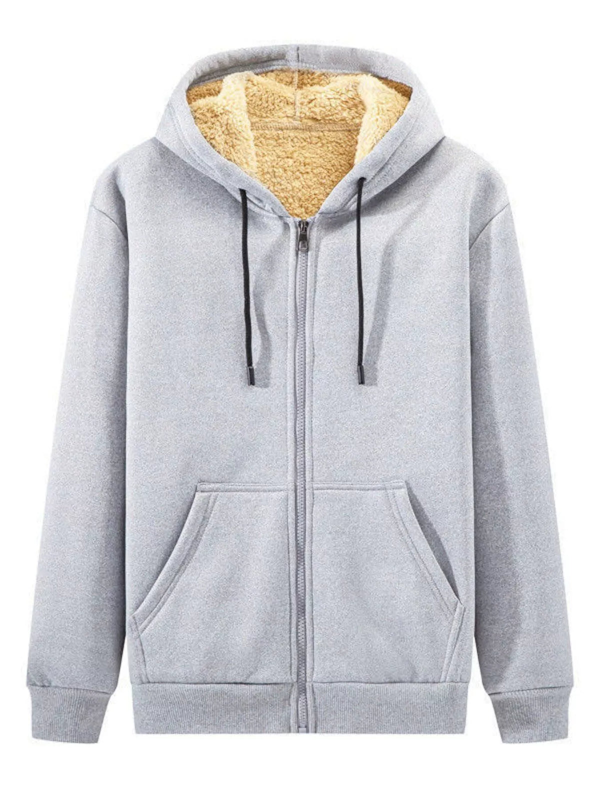 Men's Plus Size Sherpa Lined Zip Up Hoodie - DCDesigns mens casual hoodie product view