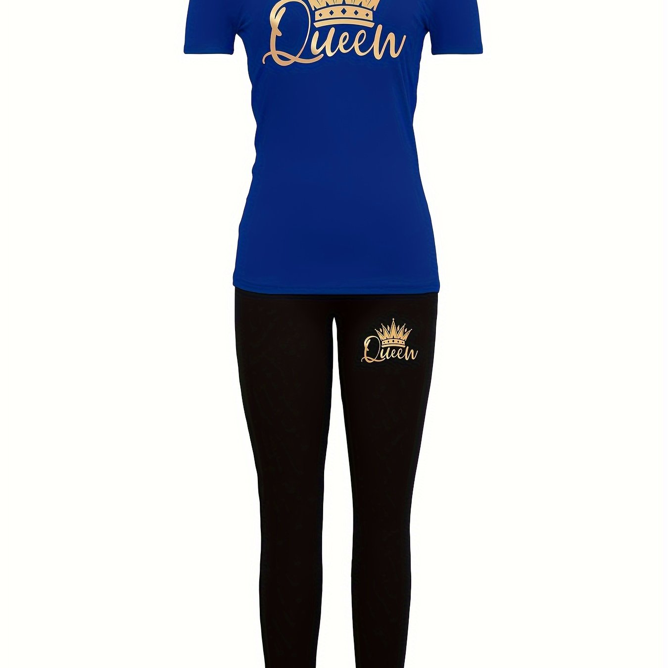 Two-Piece Crown “Queen” Print Set for Women