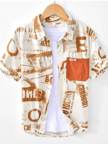 Men's Printed Button-Up Short Sleeve Shirt | DCDesigns