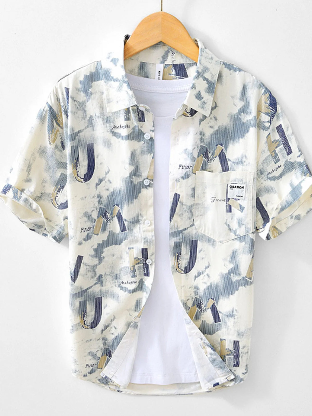 Men's Printed Button-Up Short Sleeve Shirt | DCDesigns
