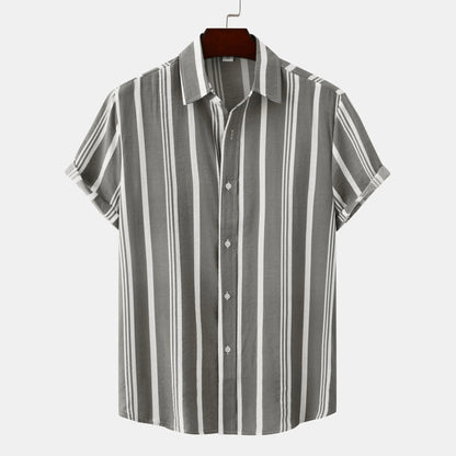 Men's Striped Short Sleeve Button-Down Shirt | DCDesigns