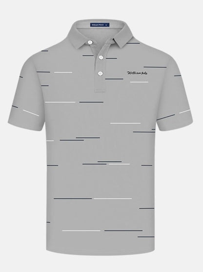 Men's Short Sleeve Collared Neck Striped Polo Shirt - White