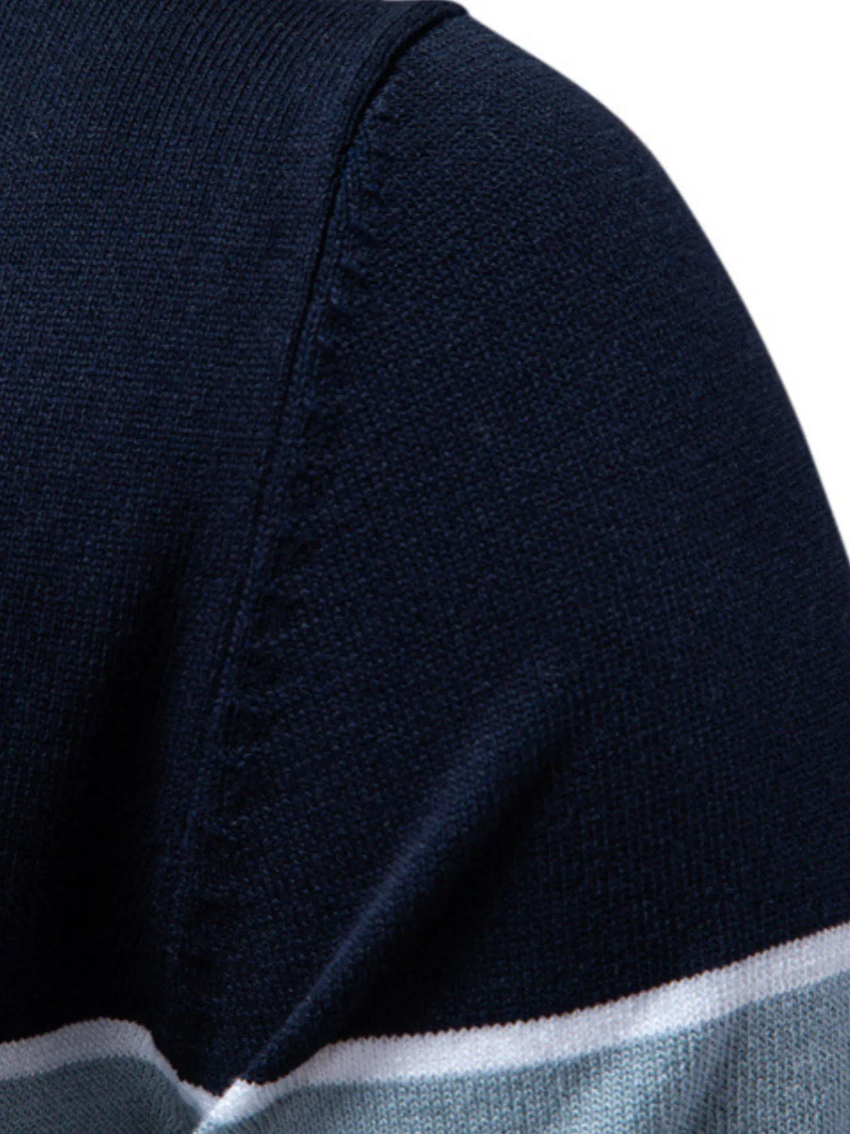 Men's Color Block Short Sleeve Knit Polo Shirt - Navy