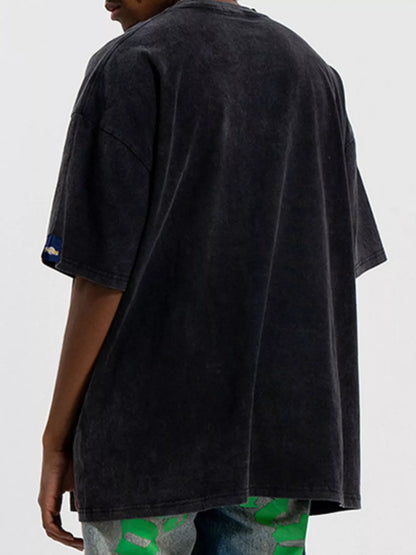 Men's Graphic Oversized Washed T-Shirt – men's bold Y2K streetwear graphic tee, product image 4