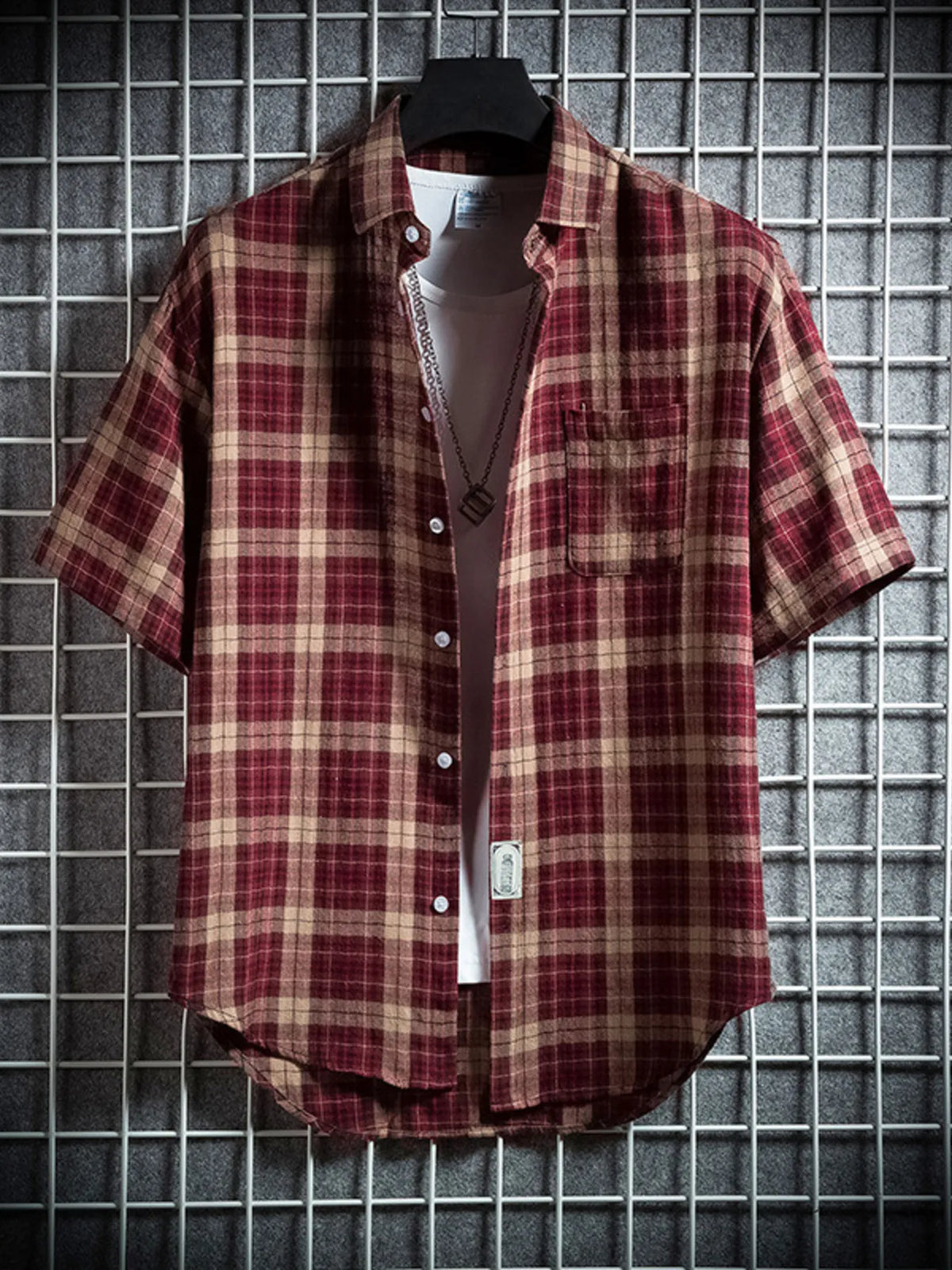 Men's Casual Plaid Short Sleeve Shirt | DCDesigns