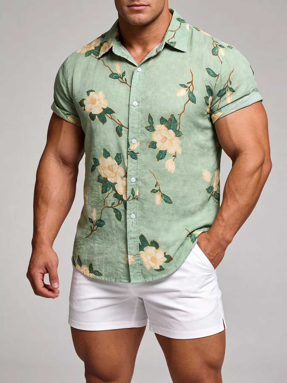Men's Floral Print Short Sleeve Shirt | DCDesigns