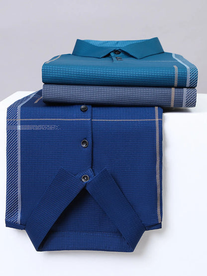 Men's Short Sleeve Business Casual Polo Shirt - Navy