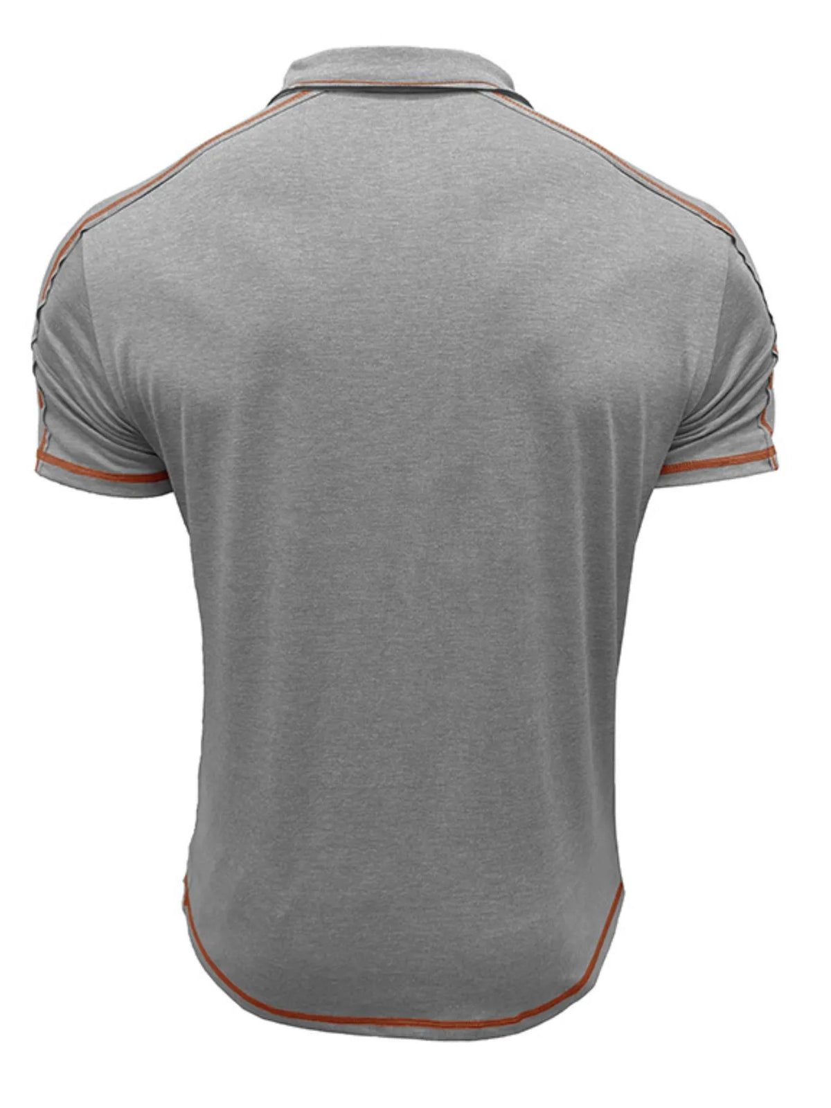 Men's Collared Neck Polo Shirt with Contrast Piping - Gray