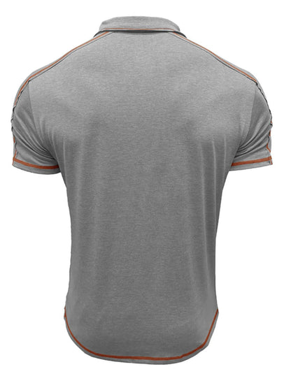 Men's Collared Neck Polo Shirt with Contrast Piping - Gray
