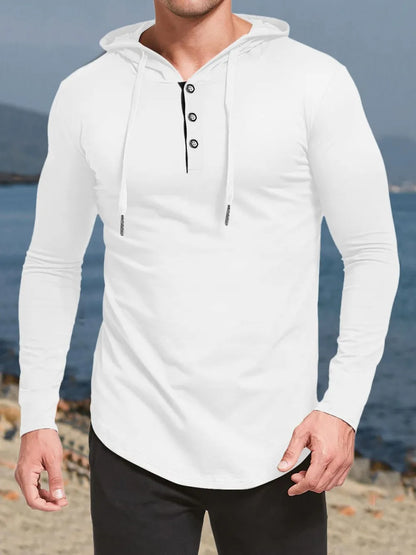 Men's Plus Size Drawstring Long Sleeve Hoodie - DCDesigns mens casual hoodie product view