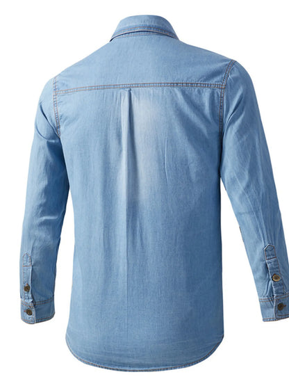 Men's Vintage Wash Long Sleeve Denim Shirt | DCDesigns