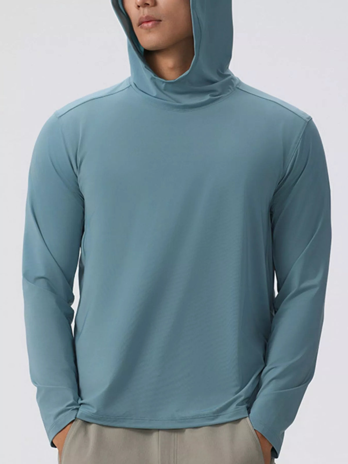 Men's Solid Color Long Sleeve Hoodie - DCDesigns mens casual hoodie product view