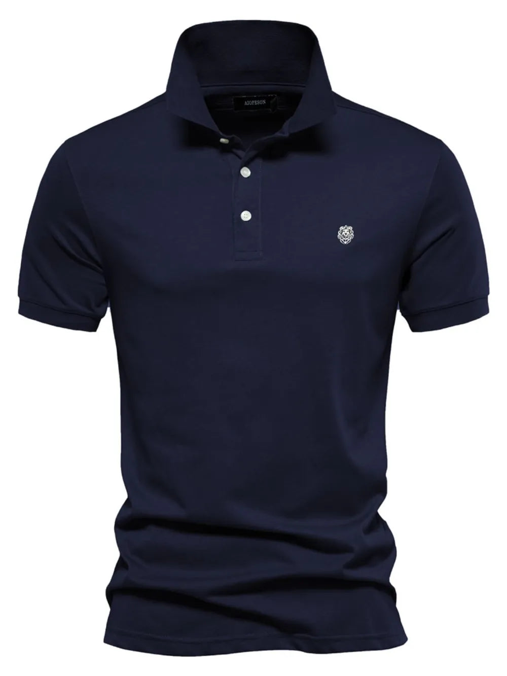 Men's Embroidered Collared Short Sleeve Polo Shirt - Peacock  Blue