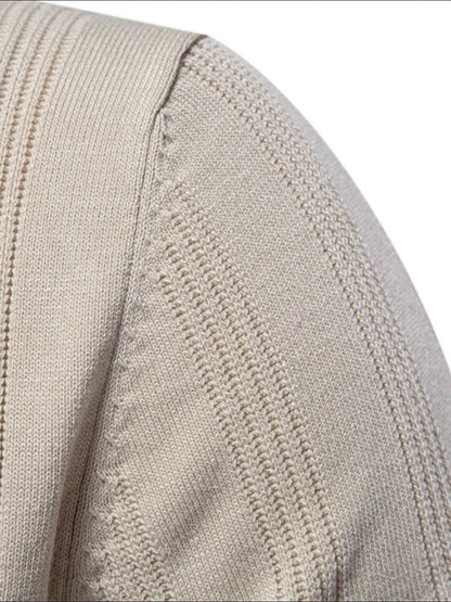 Men's Collared Neck Short Sleeve Knit Polo Shirt - Beige