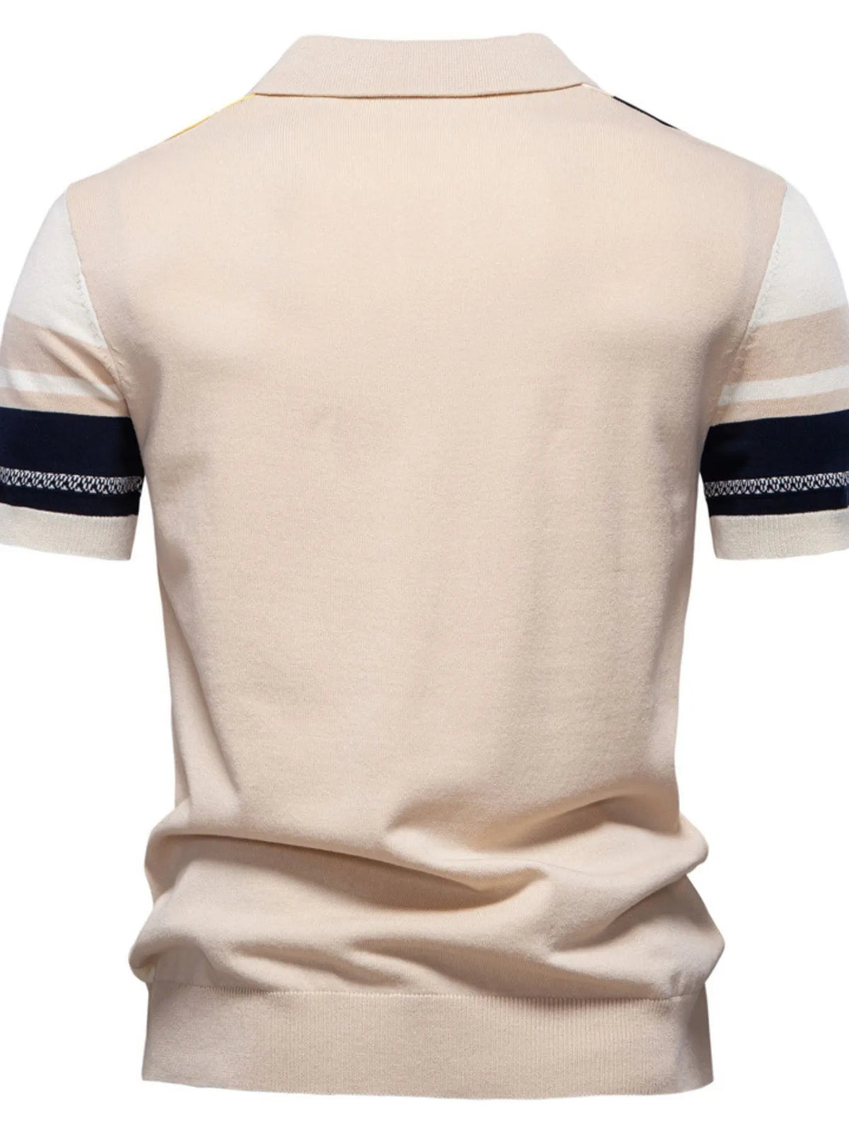 Men's Contrast Striped Knit Polo Shirt - Khaki