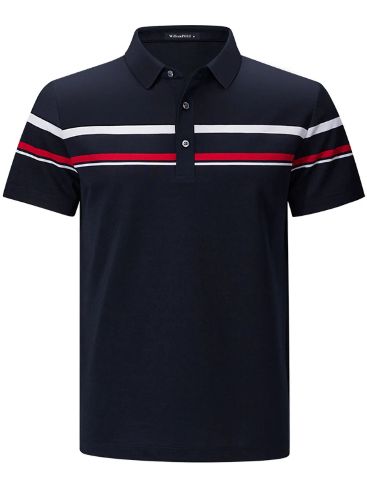 Men's Classic Striped Short Sleeve Polo Shirt - Navy