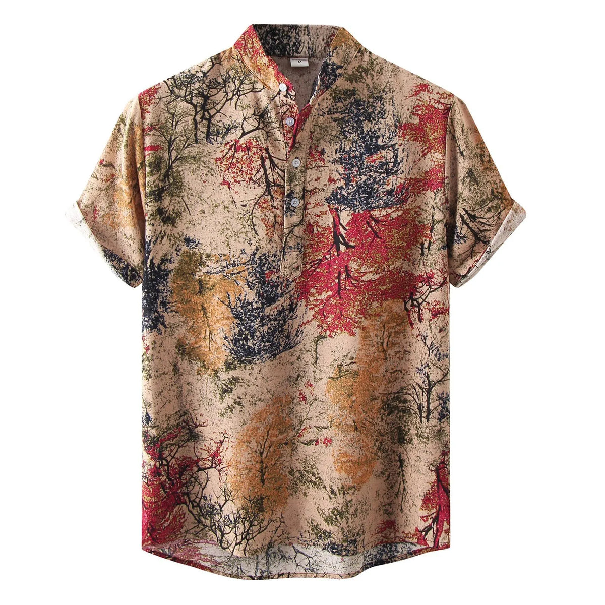 Men's Printed Button Detail Short Sleeve Blouse | DCDesigns