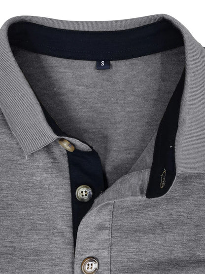 Men's Long Sleeve Pocket Polo Shirt - Gray
