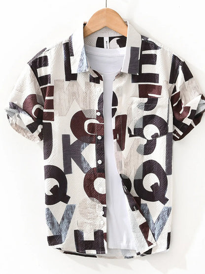 Men's Printed Button-Up Short Sleeve Shirt | DCDesigns