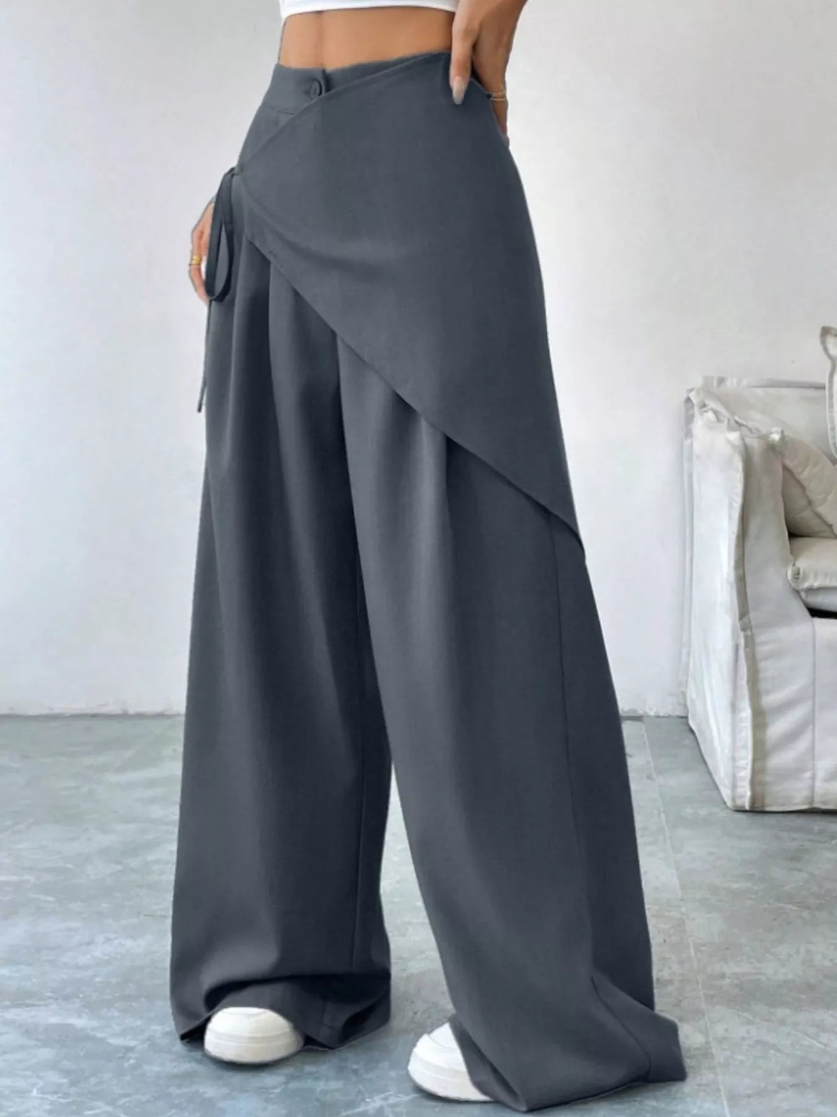 Wrap-Front Wide-Leg Pants - DCDesigns women’s fashion