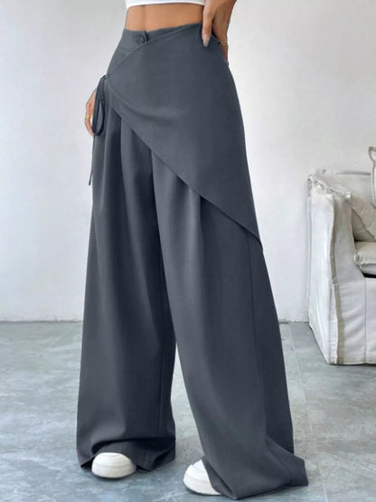 Wrap-Front Wide-Leg Pants - DCDesigns women’s fashion