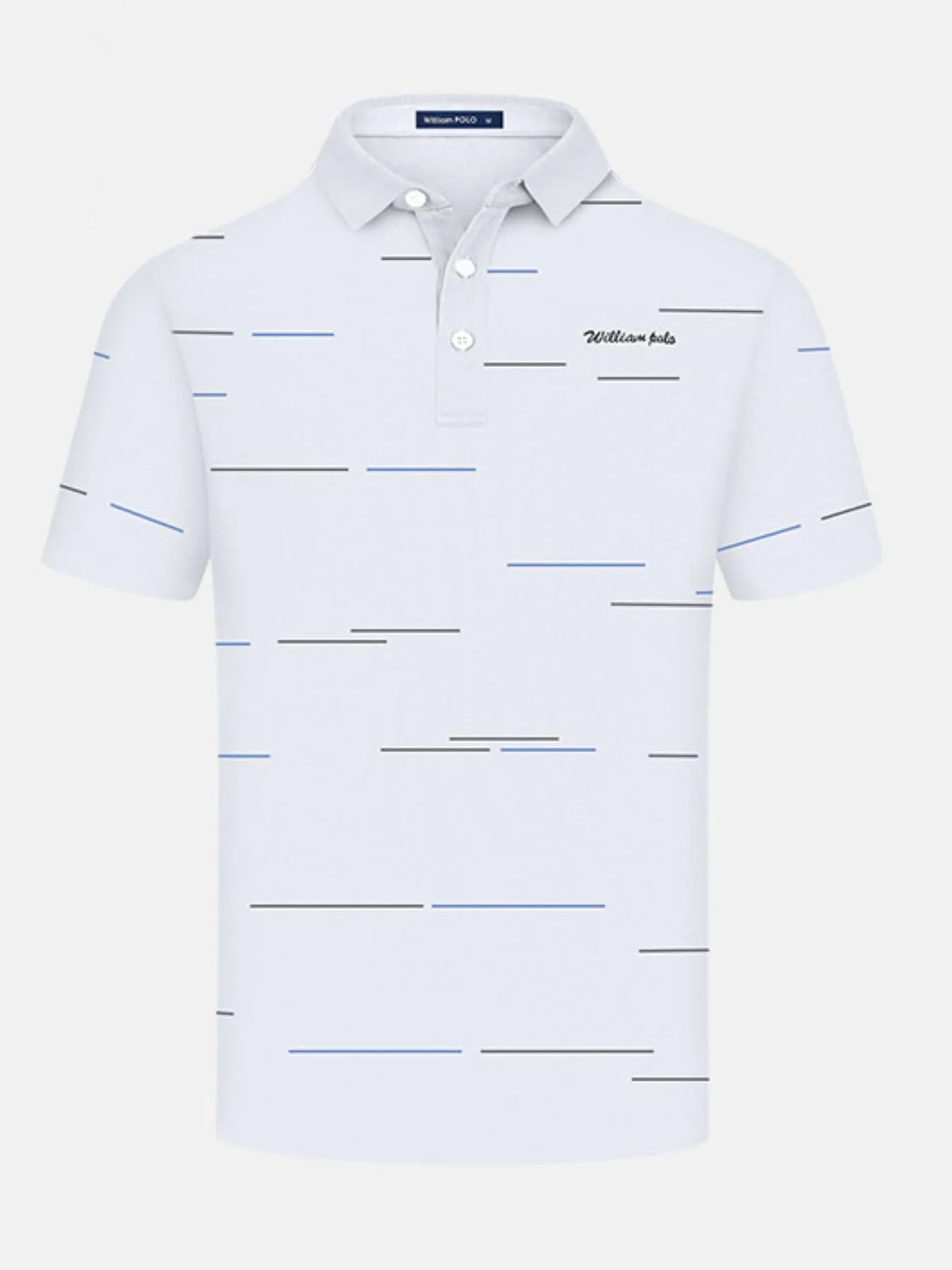 Men's Short Sleeve Collared Neck Striped Polo Shirt - White