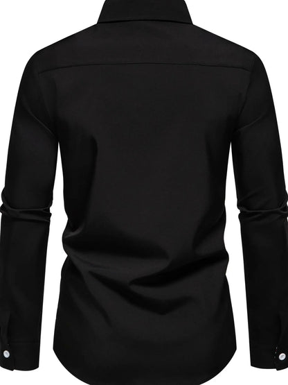 Men's Button-Down Shirt with Checkered Contrast Trim | DCDesigns