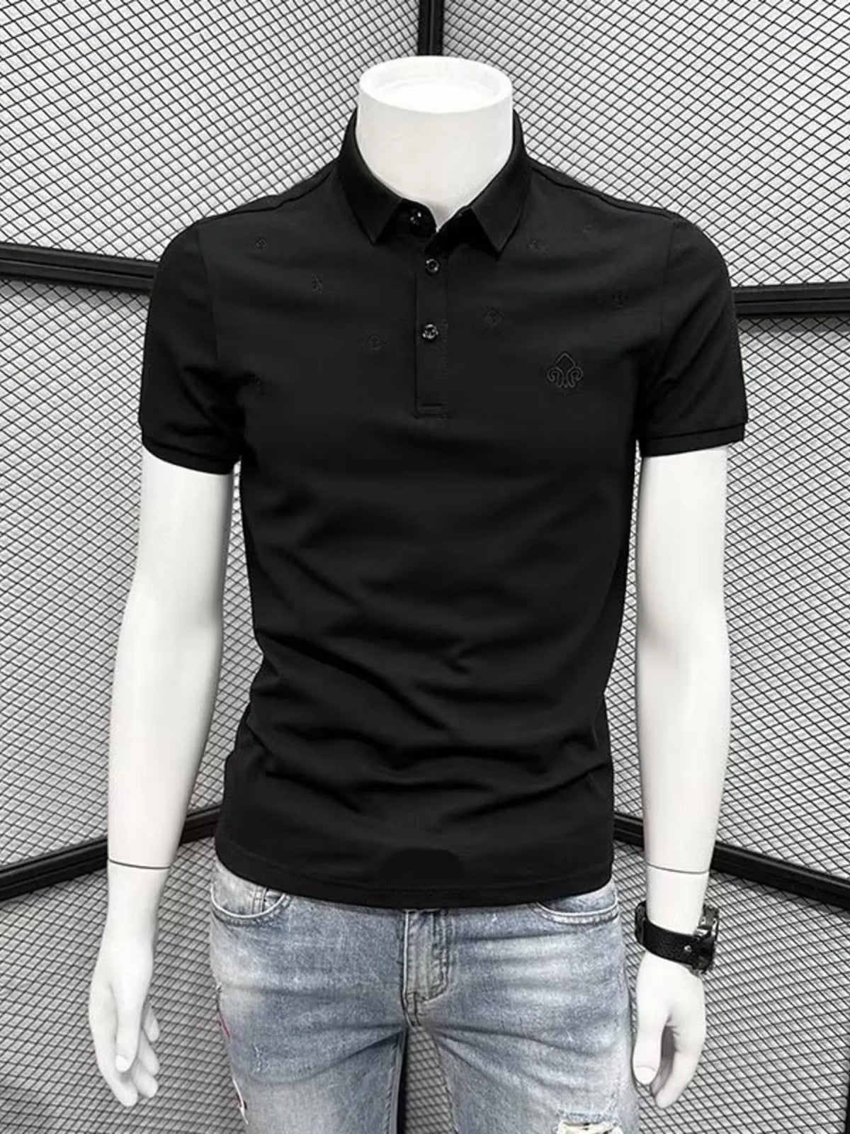 Men's Button Detail Short Sleeve Polo Shirt - Apricot