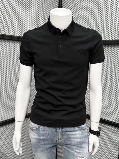 Men's Button Detail Short Sleeve Polo Shirt - Apricot