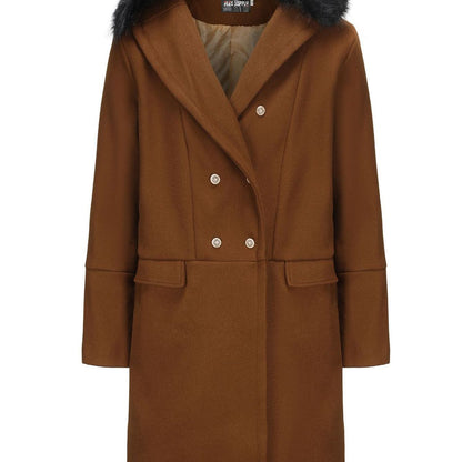 Men's Winter-Ready Slim-Fit Long Lapel Trench Coat with Plush Collar & Belt - Double-Breasted Notched Jacket, Golden-Tone Buttons, Heavy-Duty Cold Weather Outerwear for Formal & Casual (Maroon/Black) - Hand Wash/Dry Clean, Co