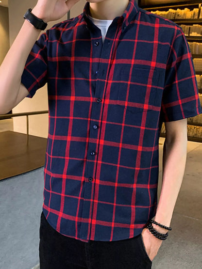 Men's Casual Plaid Short Sleeve Shirt | DCDesigns