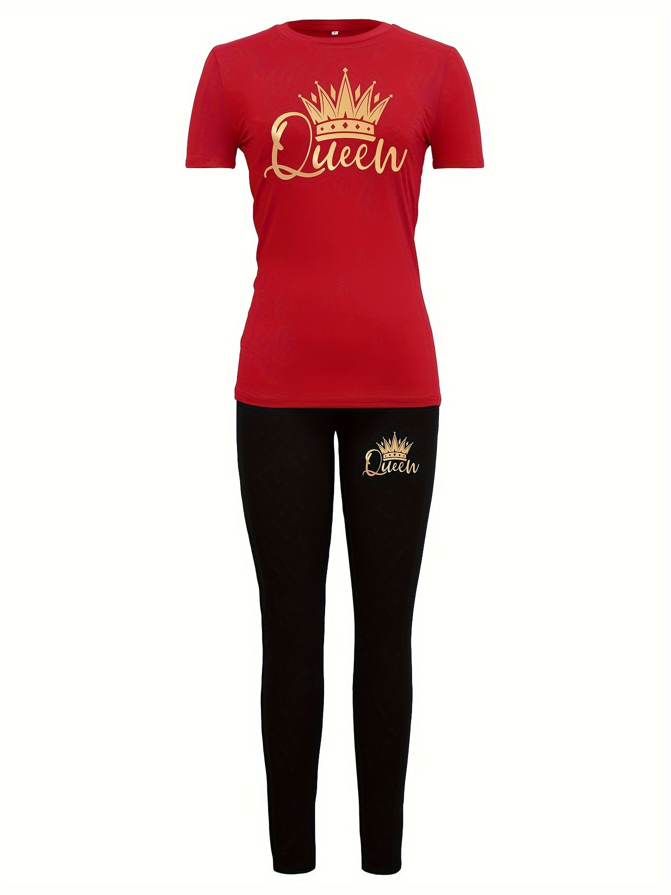 Two-Piece Crown “Queen” Print Set for Women