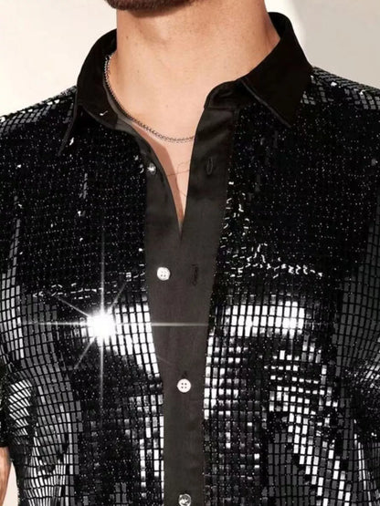 Men's Sequin Button-Up Shirt | DCDesigns