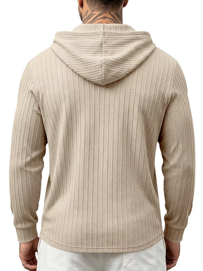 Men's Full Size Casual Kangaroo Pocket Knit Hoodie Plus Size - DCDesigns mens casual hoodie product view