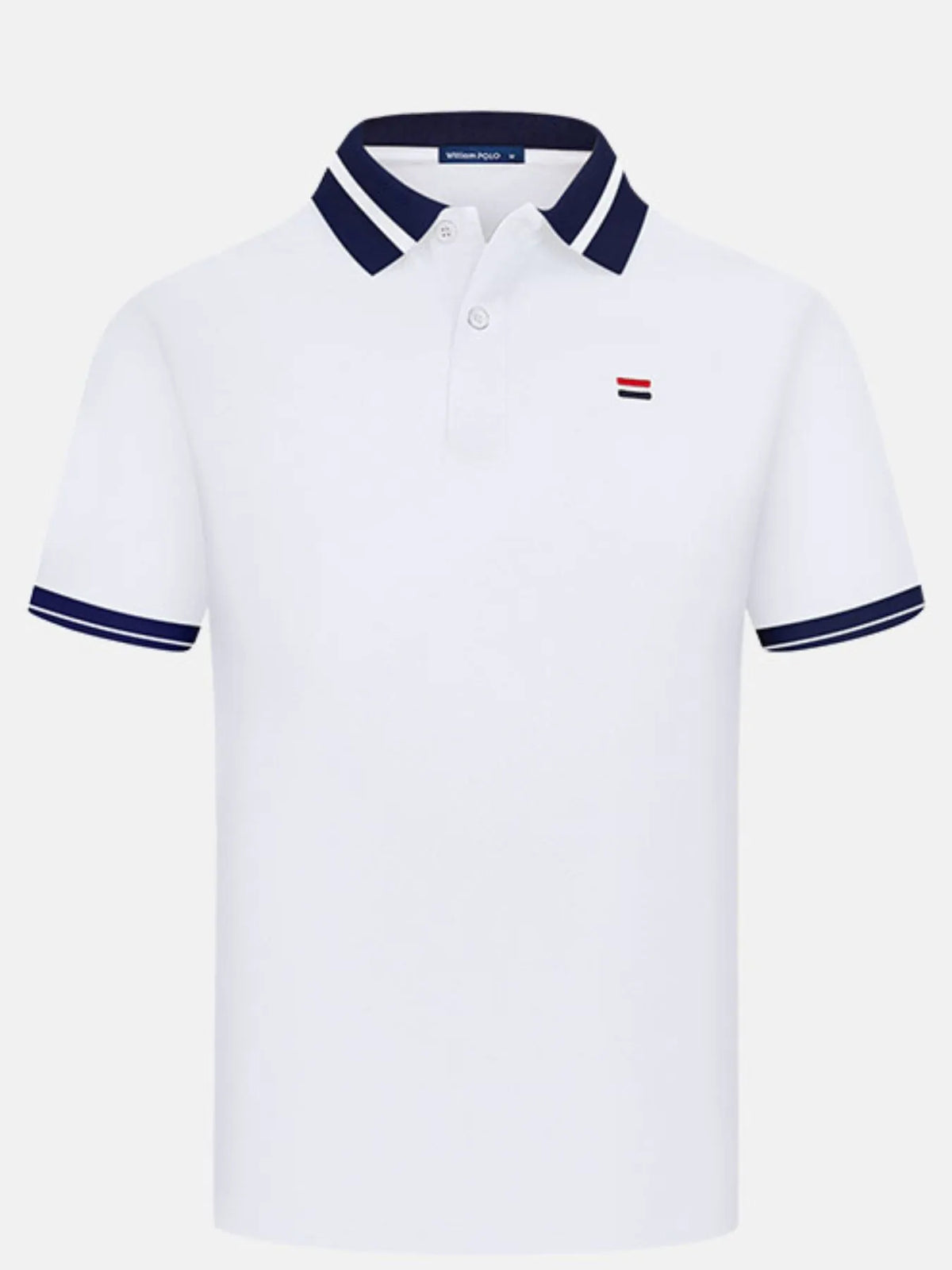 Men's Striped Collar Short Sleeve Polo Shirt - Navy