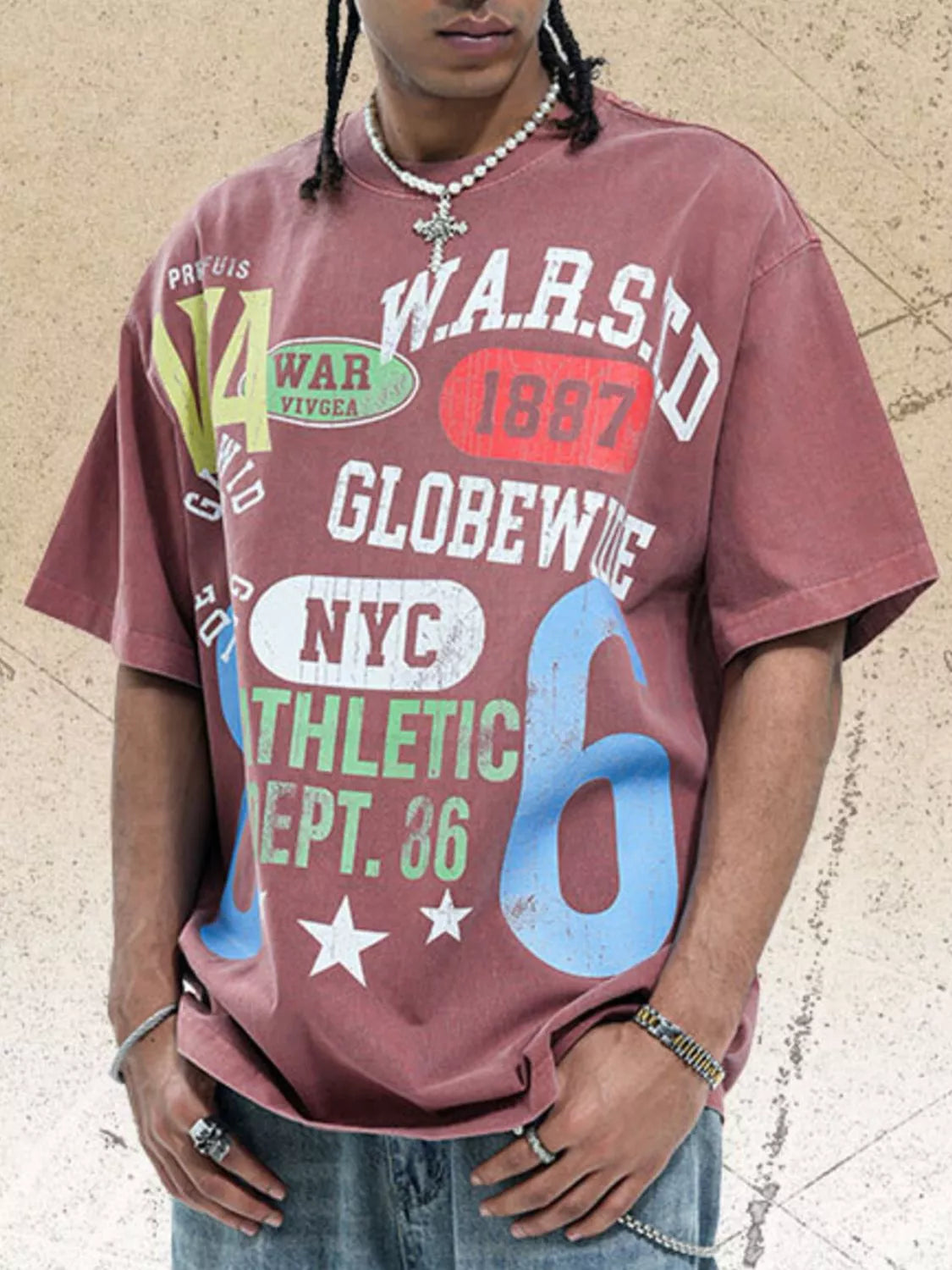 Men's oversized Men's Graphic Round Neck Short Sleeve T-Shirt – men's bold Y2K streetwear graphic tee, product image 1