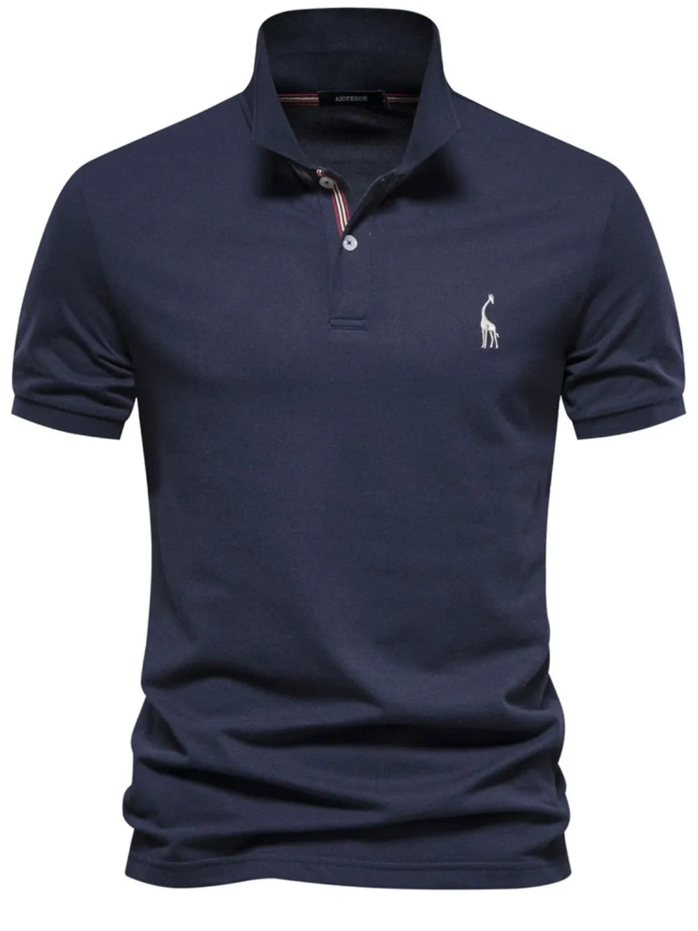 Men's Giraffe Embroidered Short Sleeve Polo Shirt - Moss