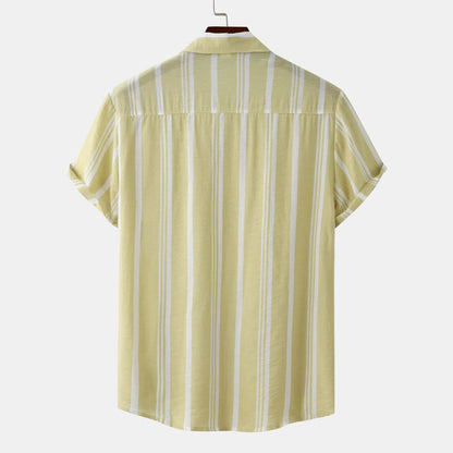Men's Striped Short Sleeve Button-Down Shirt | DCDesigns
