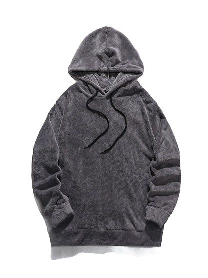 Men's Drawstring Long Sleeve Fleece Hoodie - DCDesigns mens casual hoodie product view