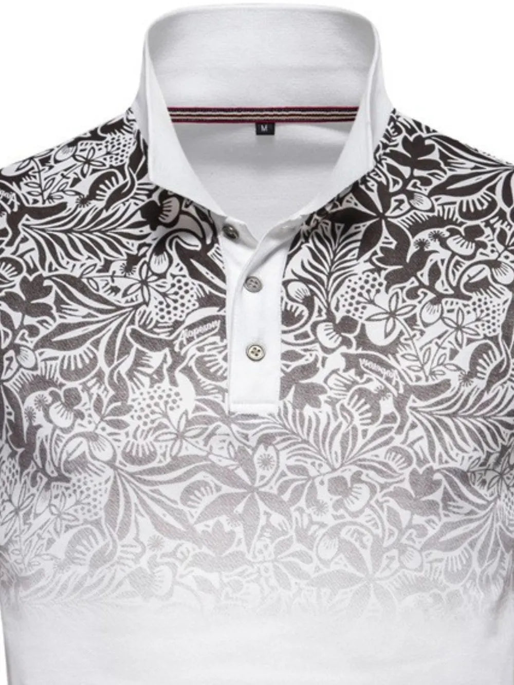 Men's Printed Collared Neck Short Sleeve Polo Shirt - Ivory