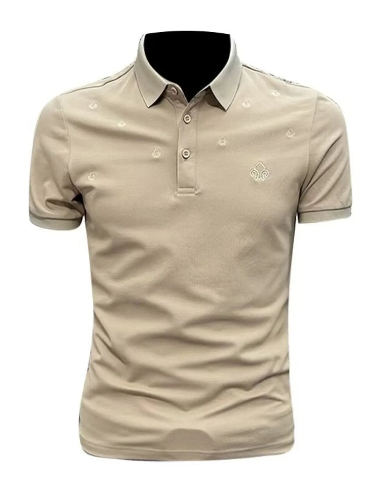 Men's Button Detail Short Sleeve Polo Shirt - Apricot