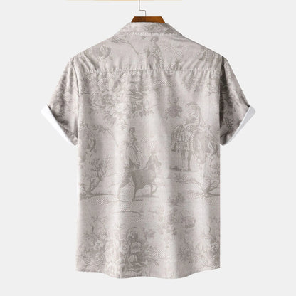 Men's Printed Button-Up Short Sleeve Shirt | DCDesigns