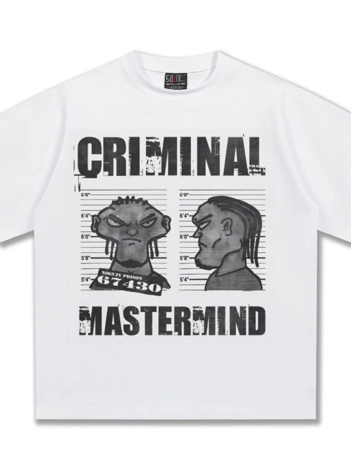 Men's Criminal Mastermind Graphic Oversized T-Shirt – men's bold Y2K streetwear graphic tee, product image 2